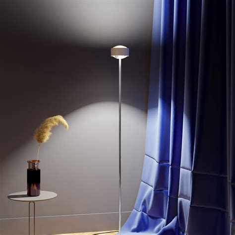 Puk Maxx Eye Floor LED Lentille mate, blanc mat/chrome | Luminaire.fr