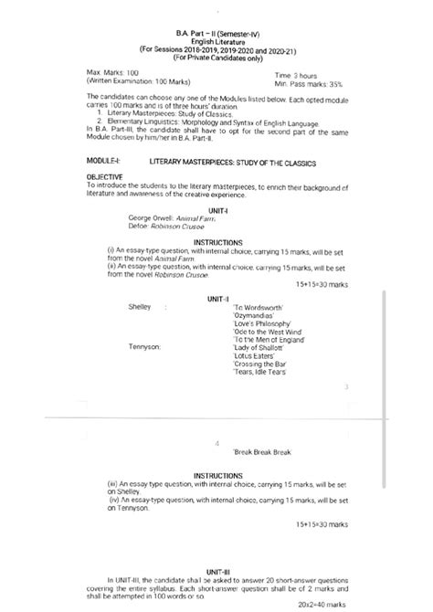 Syllabus of English literature - engineering - Studocu