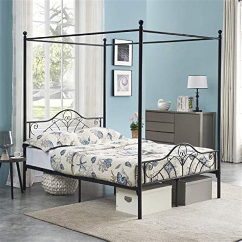 Buy Voilamart Canopy Bed Frame Full Size with Mosquito Net Frame No Box ...