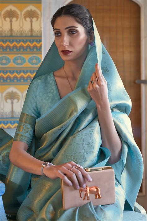 Buy Sage Green Kanjivaram Saree online-Karagiri