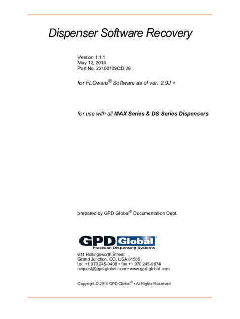 Fillable Online Automated Dispense System Service Guide - GPD Global ...