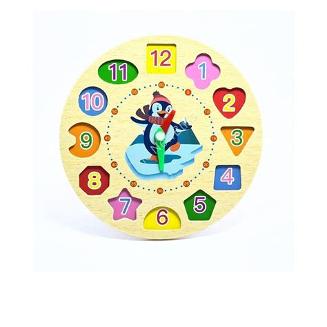 The NewBliss Wooden Shape Sorting Clock - Time Teaching Toy with ...