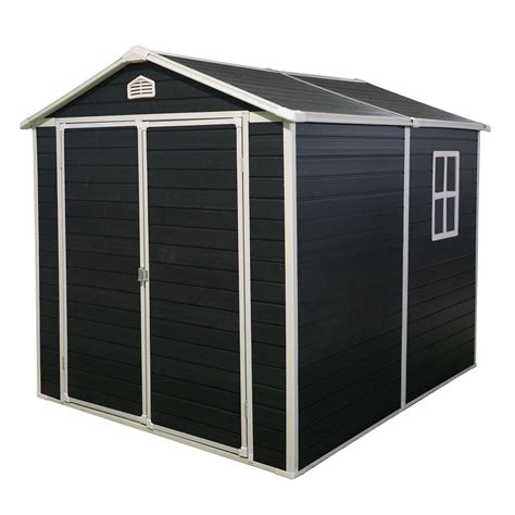 Roninkier 6x8 ft Resin Outdoor Lockable Storage Shed Kit with window ...