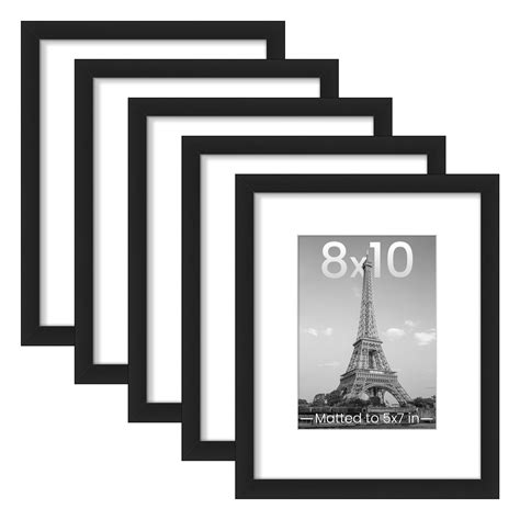 upsimples 8x10 Picture Frame Set of 5, Display Pictures 5x7 with Mat or ...