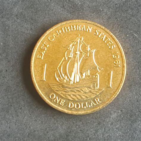 East Caribbean States One Dollar Coin; 1981 KM-15; Uncirculated; Queen ...