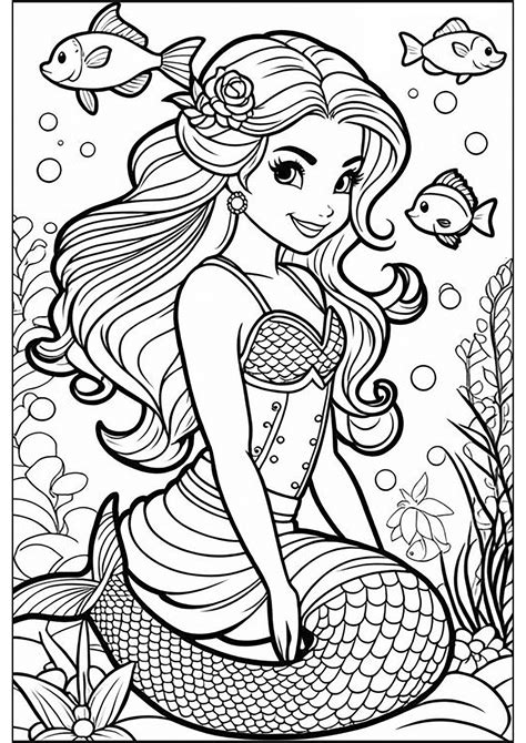 Beautiful Mermaid Coloring Pages - MIT Printable
