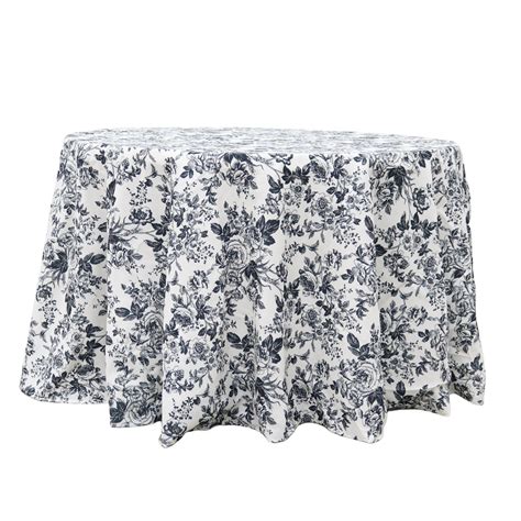 French Toile 132" Round Tablecloth - Black - CV Linens™