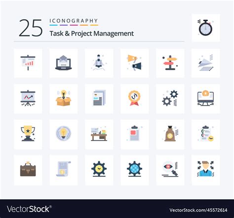 Task and project management 25 flat color icon Vector Image