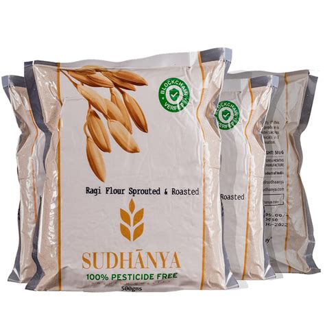 SUDHANYA Organic Ragi Flour (Sprouted & Roasted) Finger Millet/Nachni ...