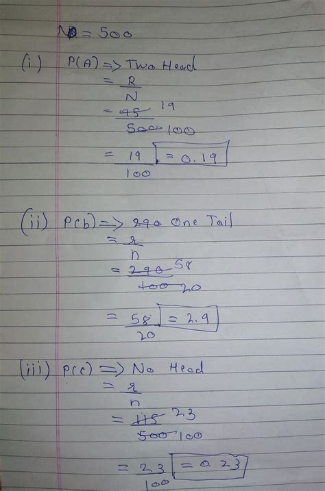 two coins are tossed simultaneously 500 times with the following ...