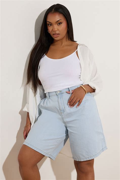 YOURS Plus Size Light Blue Denim Bermuda Shorts | Yours Clothing