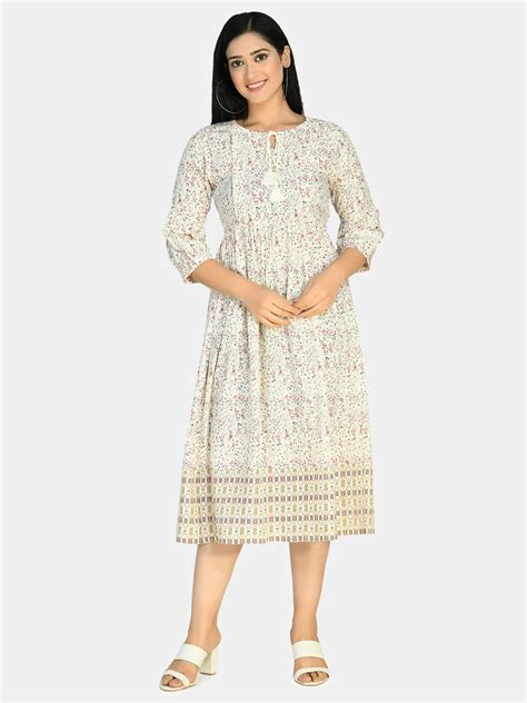 Ladies White & Red Floral Tie-Up Neck Maternity Midi Dress At Aaruvi ...