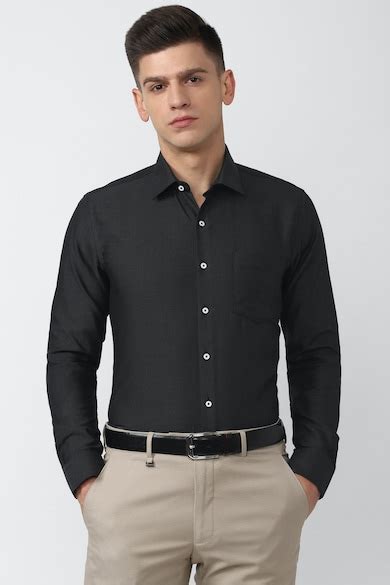 Buy Men Black Slim Fit Solid Full Sleeves Formal Shirt Online - 758158 ...