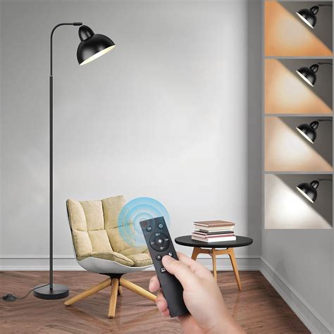 Feathmoo Floor Lamp with Remote, Modern Industrial Floor Reading Lamps ...