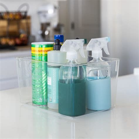 Buy Stackable Clear Plastic Storage Bins with Cutout Handles & 8 Labels ...