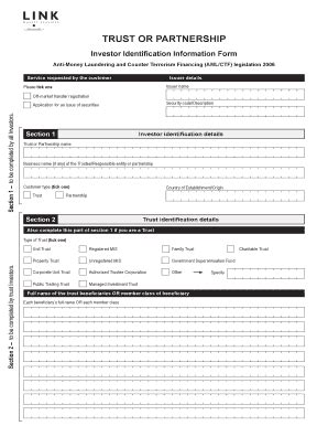 Fillable Online How to complete the AML/CTF Investor Identification ...
