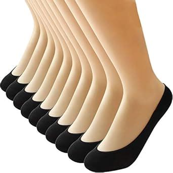 PACKO Socks Nylon 10 Pairs Ultra Low Cut Liner Socks Women No Show Non ...