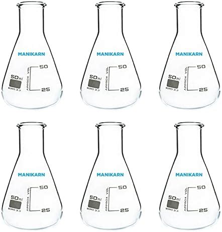 MANIKARN Borosilicate glass Conical flask 50 ml (Set of 6pc) : Amazon ...