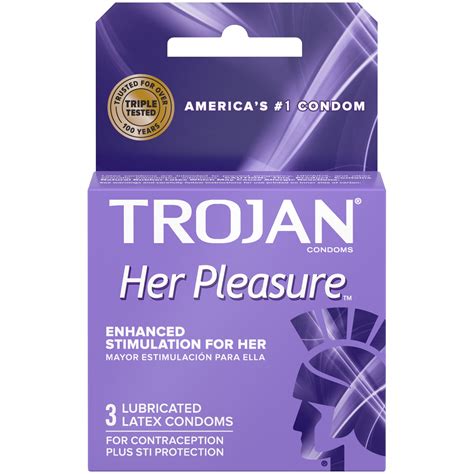 Trojan Her Pleasure Sensations Lubricated Condoms, 3ct - Walmart.com