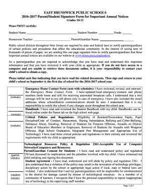 Fillable Online PARENT/STUDENT SIGNATURE FORM Fax Email Print - pdfFiller
