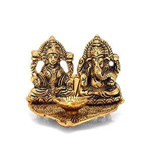 Buy CraftVatika Lakshmi Ganesh Diya Idol Oil Lamp Deepak Metal Lakshmi ...