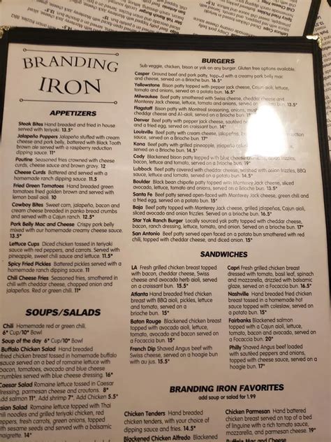 Branding Iron Menu - Updated October 2025