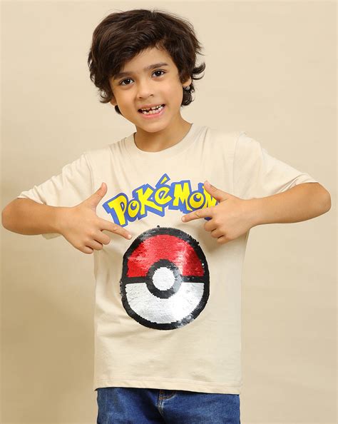 Pokemon Printed Regular Fit Reversible Sequin Tshirt For Boys – Kidsville