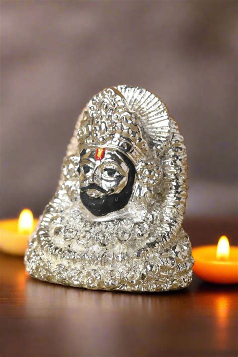 Studio Vaidik Silver Plated Lord Khatu Shyam Statue in 2 inches