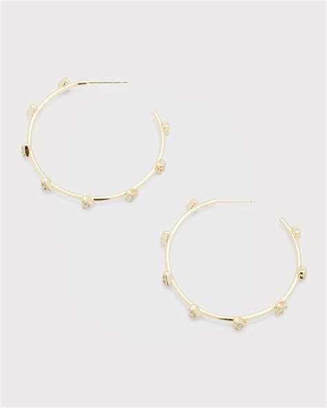 Kendra Scott Rhoan Gold Hoop Earrings In White Crystal The Summit ...