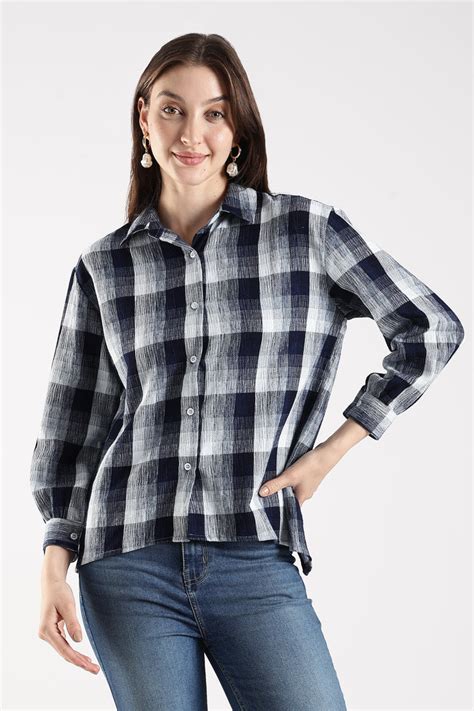 Asymmetric Back Tie-up Shirt Navy Blue