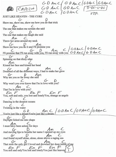 Best 13 Just Like Heaven (The Cure) Guitar Chord Chart in D (REAL KEY – Artofit