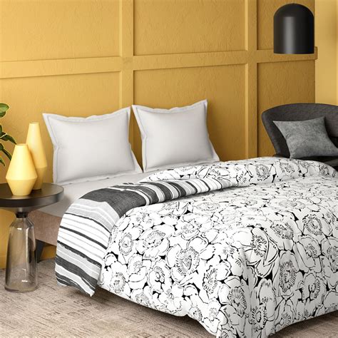 Buy PORTICO Marvella White Printed Cotton Double Bed Comforter ...