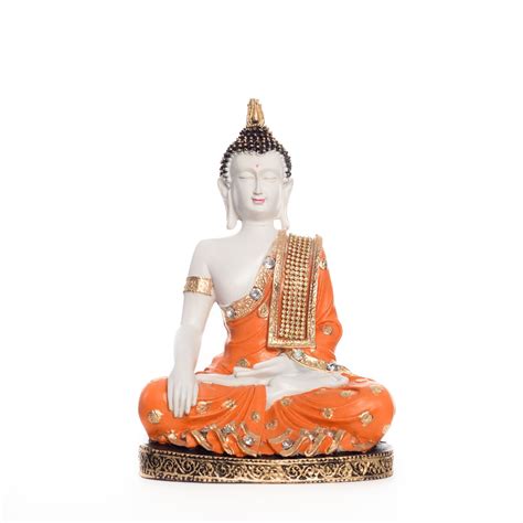 Meditating Buddha Statue | Orange Fiber Meditating Buddha Online ...