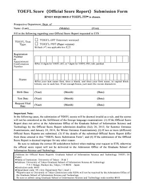 Fillable Online i u-tokyo ac TOEFL Score Official Score Report ...