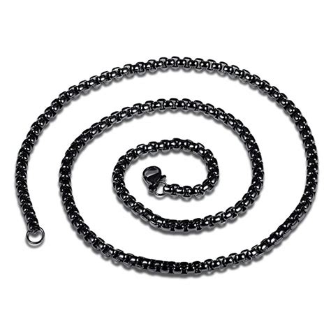 Zivom® Pop Corn Box Link Black Rhodium Plated 316L Surgical Stainless ...