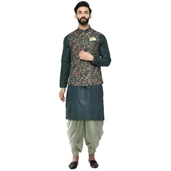 Buy KISAH Men Printed Kurta Jacket Set, Full Sleaves, Knee Length ...
