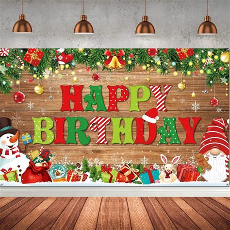 Amazon.com : Tiamon Christmas Birthday Theme Backdrop Merry Xmas Happy ...