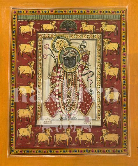 Red Shrinath Ji Around Kamdhenu Pichwai Contemporary Pichwai Antique F ...