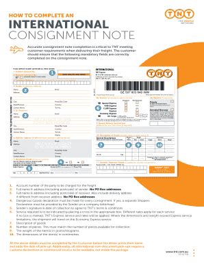 Fillable Online CONSIGNMENT NOTE Fax Email Print - pdfFiller