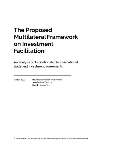 Multilateral framework investment facilitation en - Nathalie Bernasconi ...