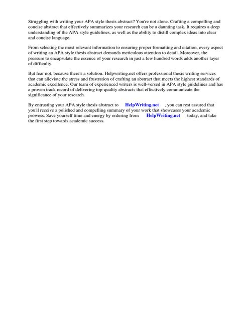 Apa Style Thesis Abstract | PDF | Apa Style | Abstract (Summary)