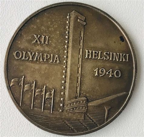 Gold coloured Helsinki Olympics medal 1940