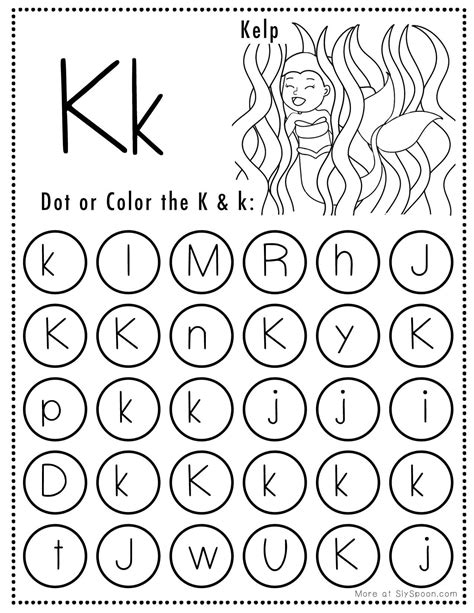 Free Alphabet Do a Dot Printables Worksheets – Letter K (Mermaid Themed ...