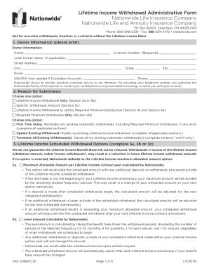 Lifetime Income Withdrawal Administrative Form - Blank Fillable ...