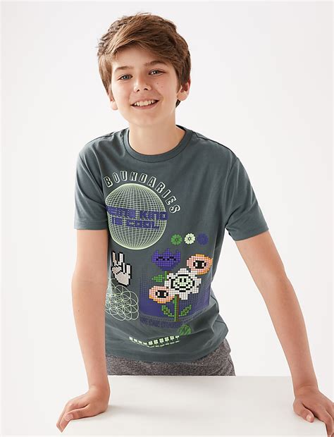 Buy Pure Cotton Patterned T-Shirt (6 - 16 Yrs) at Marks & Spencer