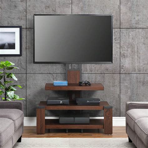 3-Shelf Television Stand With Floater Mount For TVs Up To 55", Cherry ...
