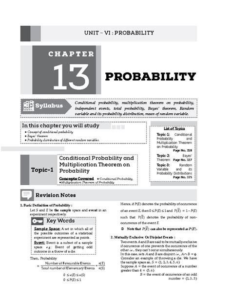 13. Probability - unit – Vi : Probability Probability Conditional ...