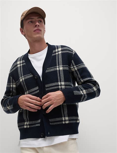 Buy Checked V-Neck Cardigan at Marks & Spencer