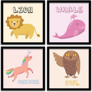 Educational Posters with Frame for Kids Room - Animal Names Framed ...