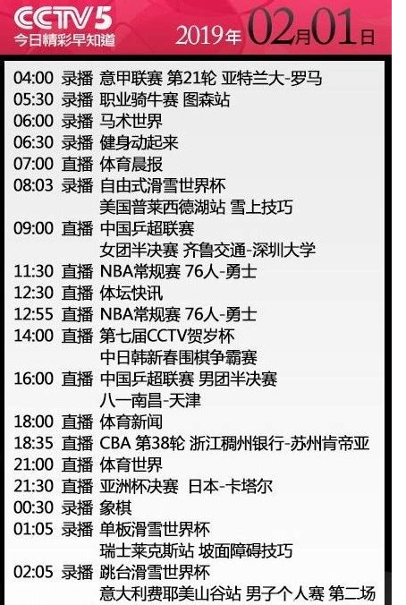 CCTV5体育节目表-千图网